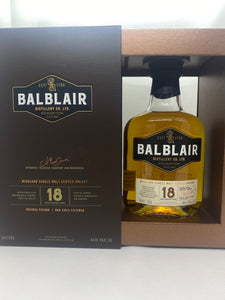 HIGHLANDS SCOTLAND WHISKEY SINGLE MALT BALBLAIR 18 YEARS OLD 46% 70CL