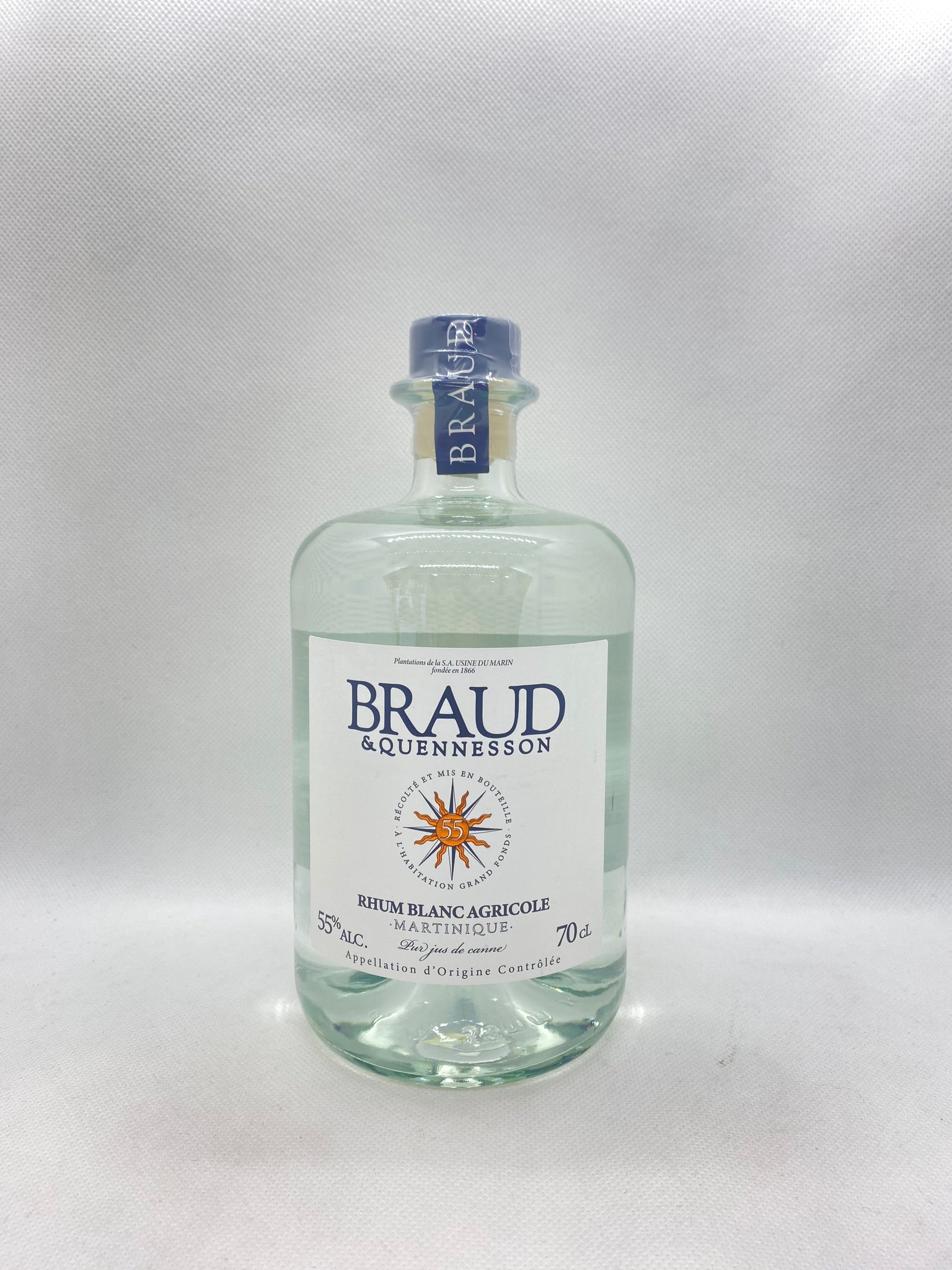 WHITE AGRICULTURAL RUM BRAUD &amp; QUENNESSON 55° 70CL