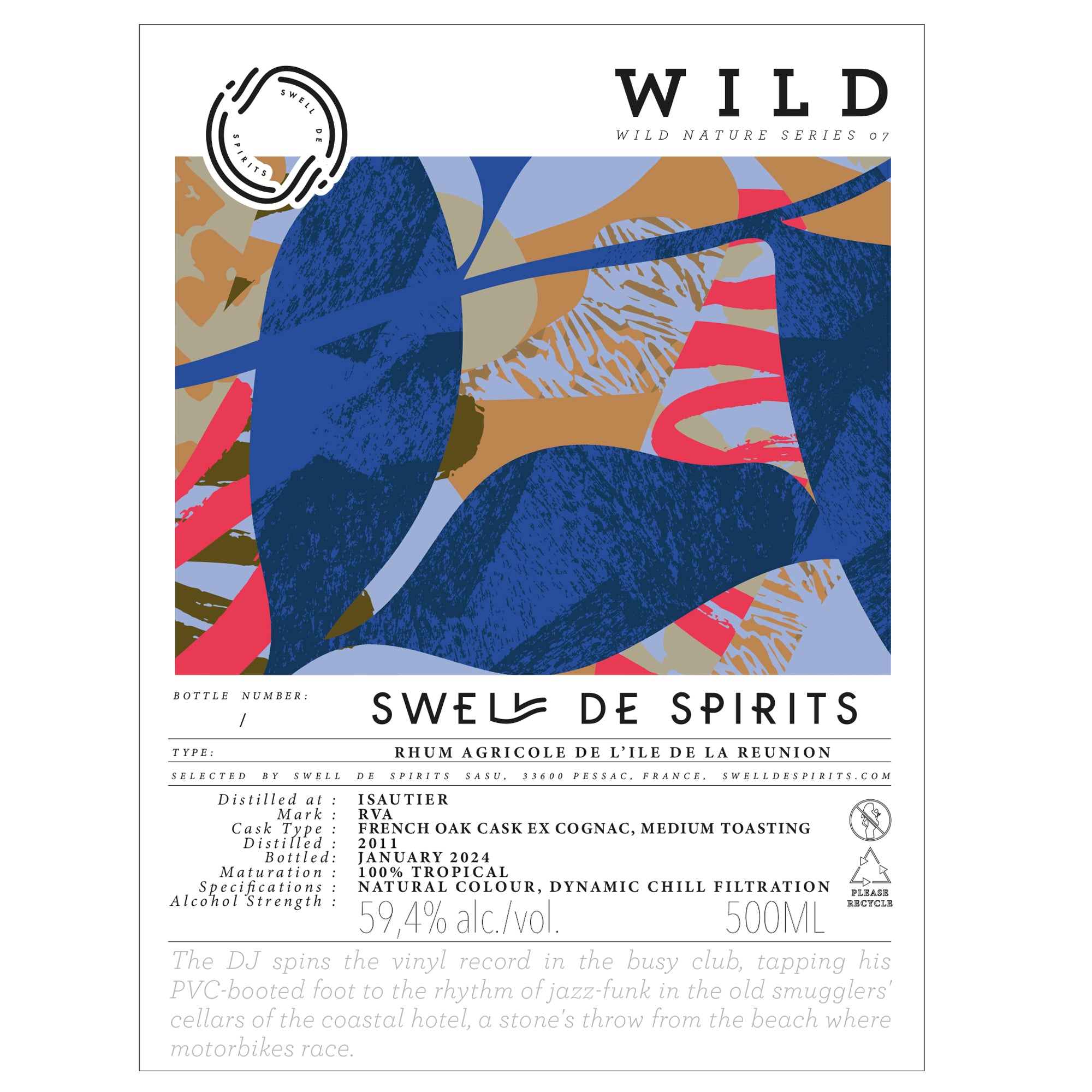 Précommande #7 Swell de spirits Wild Series Rhum agricole Isautier RVA 2011, Full tropical, 59,4% ABV, Single Cask 316 bouteilles, 50cl