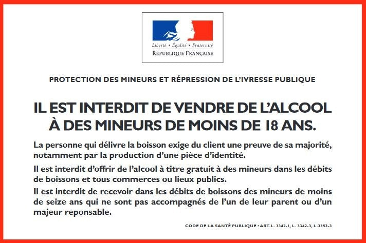 Interdiction de vente aux mineurs — alcool réservé aux majeurs
